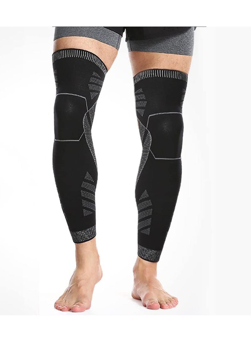 Y&D Long Leg Compression Sleeve for Men - Knee Brace Pain Relief, Running, Arthritis, ACL Support L - Image 1