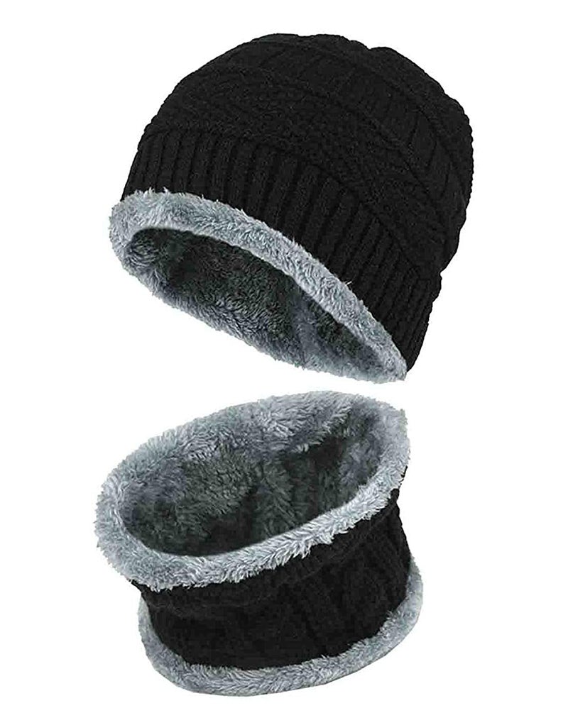 HIVER Unisex Acrylic Cap (BeanieCap-NeckWrap-Black_Black_Free Size) - Image 4