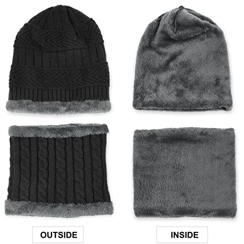 HIVER Unisex Acrylic Cap (BeanieCap-NeckWrap-Black_Black_Free Size) - Image 2