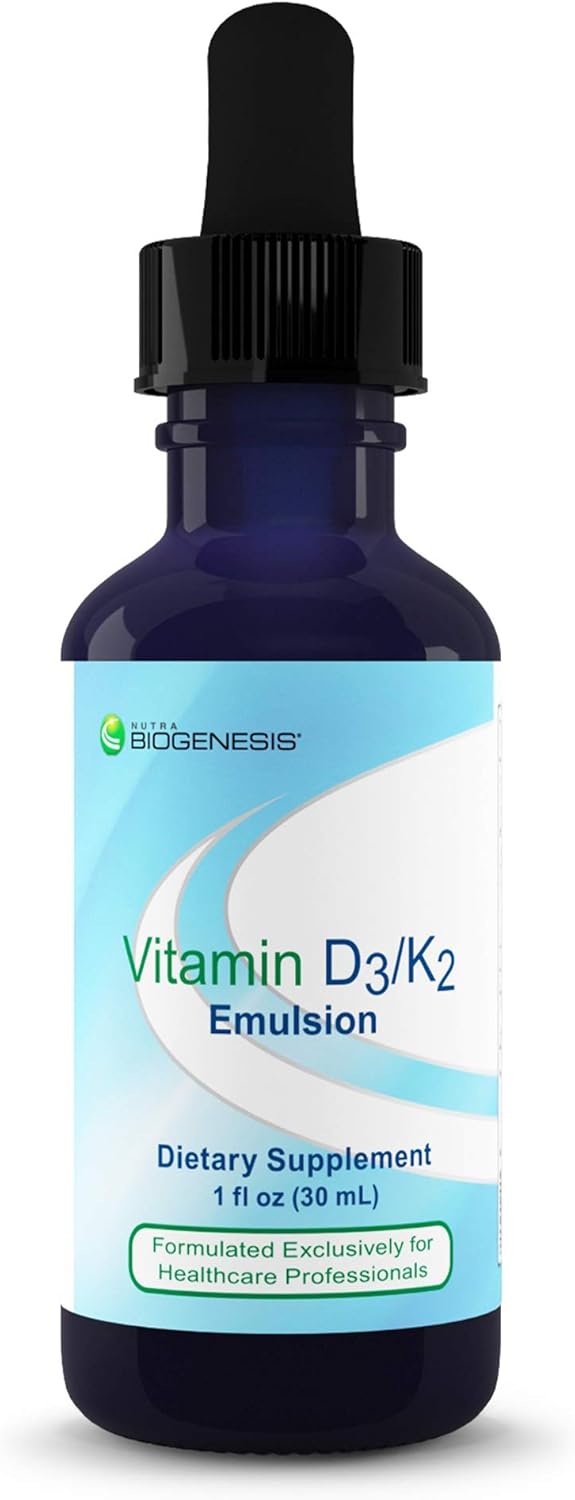 Nutra BioGenesis Vitamin D3/K2 Emulsion Liquid Drops for Adults and Kids - Image 1