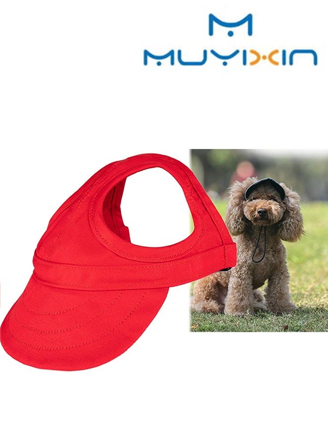 Muyixin Outdoor Sun Protection Hood for Dogs,Dog Visor Dog Baseball Cap,Summer Sun Hat for Dogs Cats with Ear Holes and Adjustable Neck Strap (Red) - Image 1