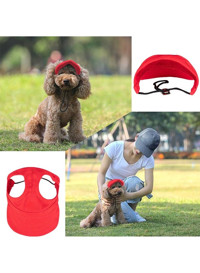 Muyixin Outdoor Sun Protection Hood for Dogs,Dog Visor Dog Baseball Cap,Summer Sun Hat for Dogs Cats with Ear Holes and Adjustable Neck Strap (Red) - Image 5