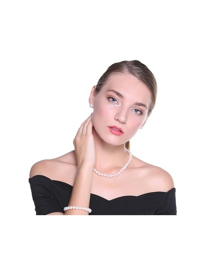 Freshwater Cultured Pearl Necklace Jewellery Set, Women's Wedding, Simple Dollar Buckle Collar Chain  - Image 4