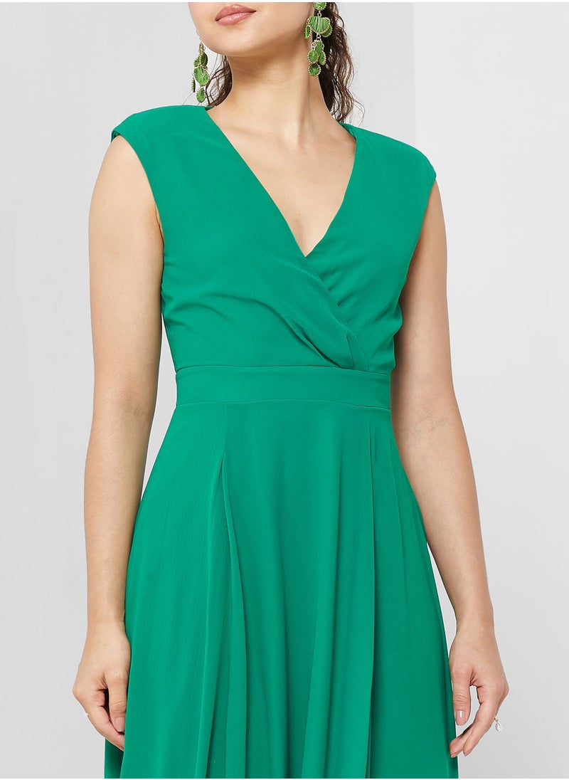 skirt and stiletto - Surplice Neck Tiered Dress - Image 1