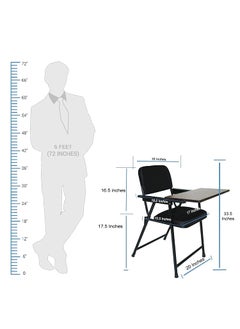 Hometrix Hometrix Perfect HomesFabricStudy Chair withWriting pad Use for Study Reading Seating Tutorial College School Classroom HomeOffice Educational Centre Multicolour  - Image 3