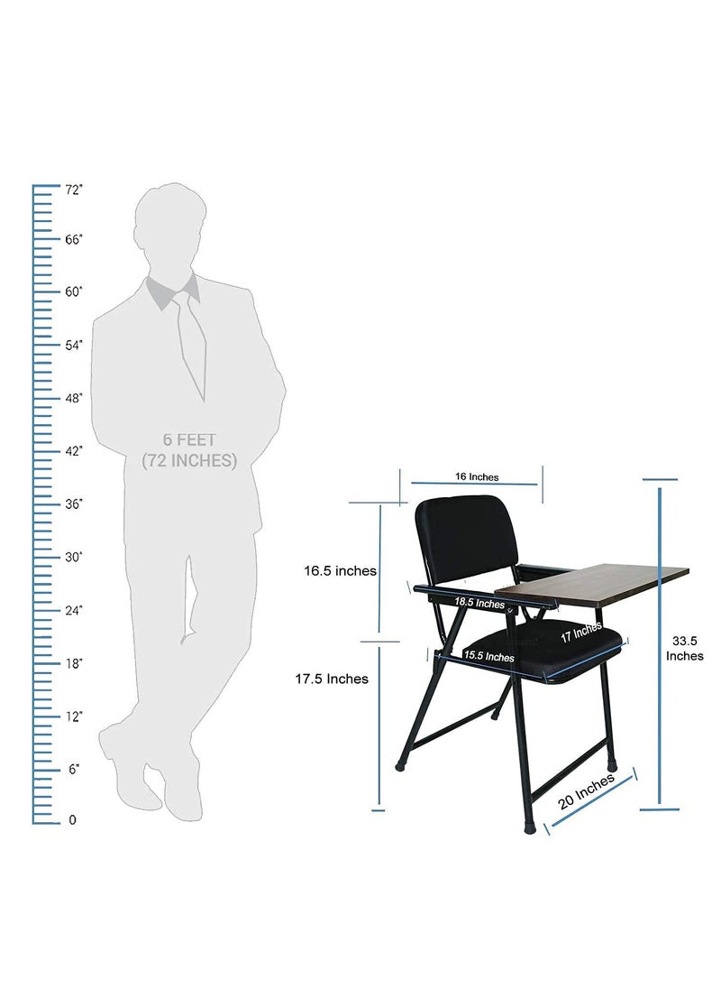 Hometrix - Hometrix Perfect HomesFabricStudy Chair withWriting pad Use for Study Reading Seating Tutorial College School Classroom HomeOffice Educational Centre Multicolour - Image 1