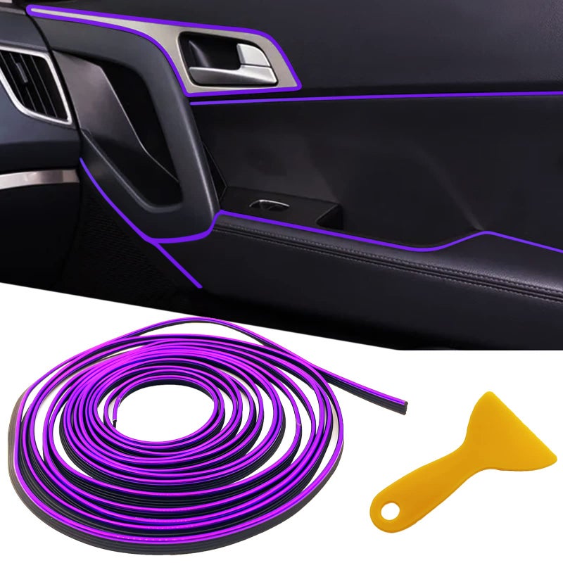 Car Interior Trim StripsUniversal 33ft Car Electroplating Decoration Styling Door Dashboard Flexible Interior Trim Accessories with Installing ToolPurple
