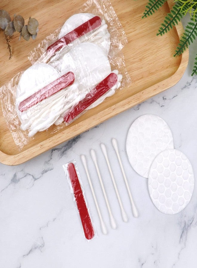 HQSLsund 200 Pack Hotel Vanity Kit Individually Wrapped, Bulk Hotel Amenities Kit, Hotel Hospitality Set, Hygiene Products Include Cosmetic Cotton Pads, Cotton Swabs, Nail File (Paper Sticks) - Image 3