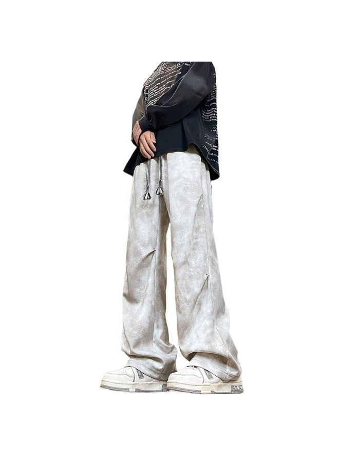 Casual Pants Winter Style American Tie-dye Dirty Pants Men's Kukri Vibe Design Fleece Wide-leg Straight-leg Loose - Image 5