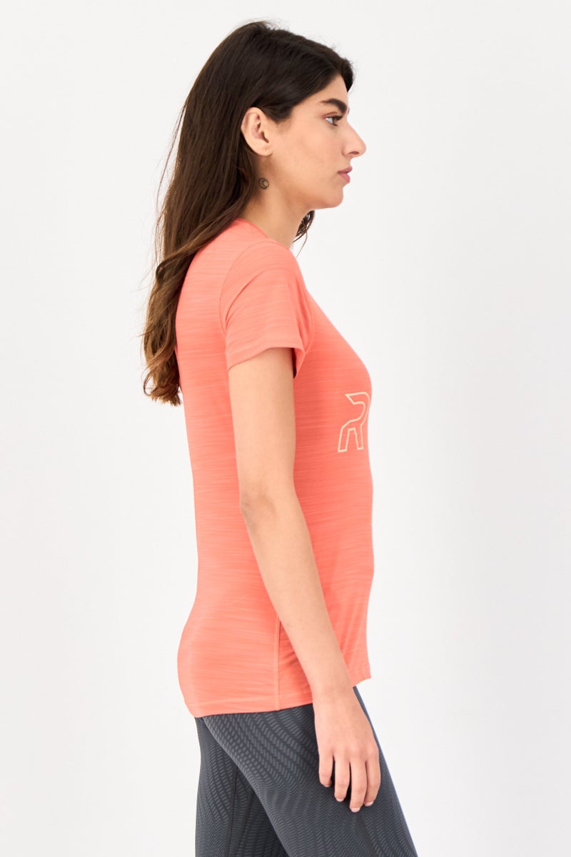 Reebok Women Sportswear Fit Short Sleeves Running Top, Rust - Image 2
