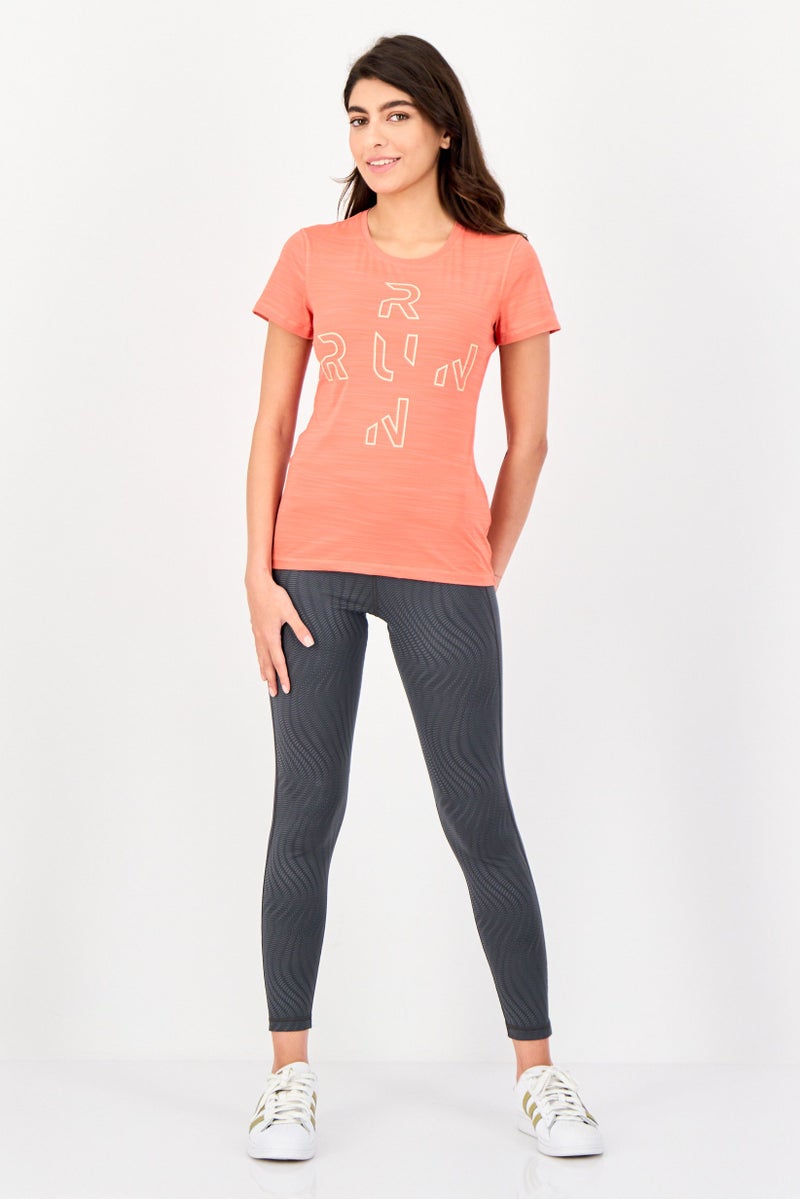 Reebok Women Sportswear Fit Short Sleeves Running Top, Rust - Image 4