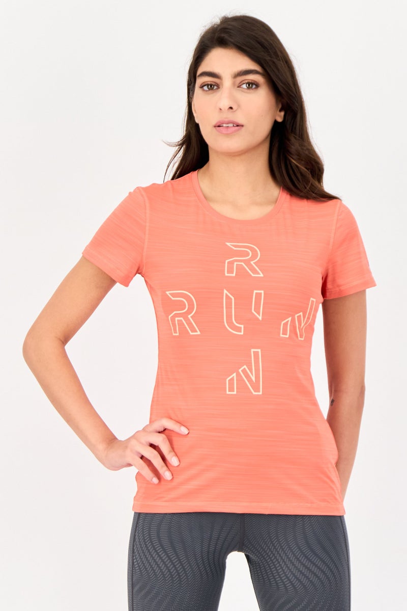 Reebok Women Sportswear Fit Short Sleeves Running Top, Rust - Image 1