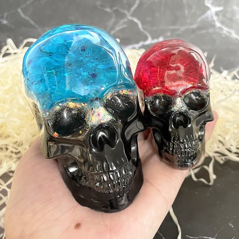 RESINWORLD Set of Large + Medium + Small 3D Skull Resin Molds, Flexible Clear Silicone Skull Head Molds, Silicone Molds for Resin, Soap, Clay, Candle Wax Casting, Halloween Home Decoration - Image 4