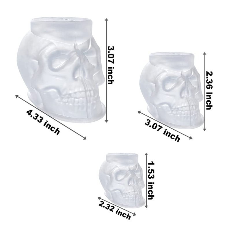 RESINWORLD Set of Large + Medium + Small 3D Skull Resin Molds, Flexible Clear Silicone Skull Head Molds, Silicone Molds for Resin, Soap, Clay, Candle Wax Casting, Halloween Home Decoration - Image 2