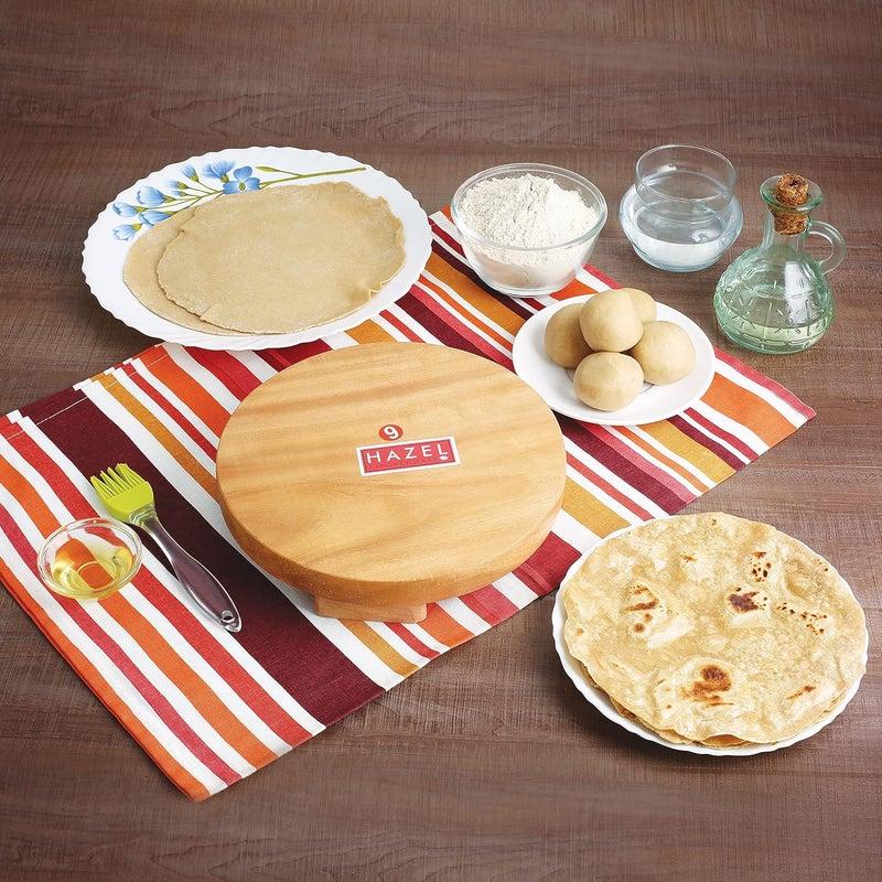 HAZEL Wooden Roti Polpat Chakla Chapati Maker Rolling Sagwan Board 225 cm - Image 2