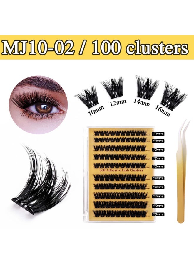 100 Clusters رموش صناعية مقطعية بدون حاجة للغراء، رموش عنقودية بنفسك، 100 قابلة لإعادة الاستخدام، وصلات رموش طبيعية مع ملقط، رموش ذاتية اللصق السهلة، رموش مقسمة للنساء، بطول مختلط 10-16 مم - Image 1