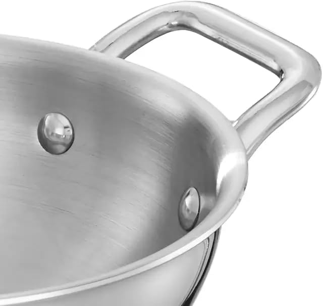 Bluline BLULINE Soothing Triply Stainless Steel Kadai with Lid (22cm, 2L) | 2.5 mm Thick | Triply Kadai with Heavy Bottom | Induction Friendly Triply Stainless Steel Cookware Kadhai | 5 Year Warranty - Image 5