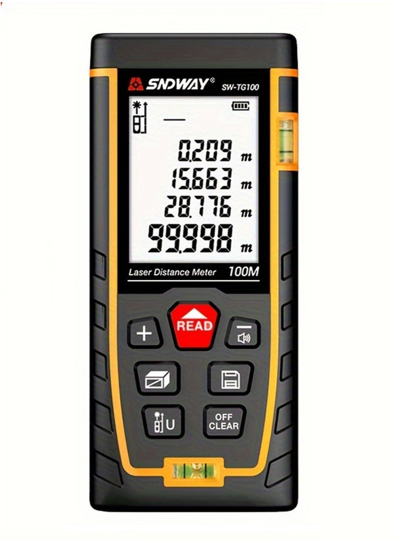 SNDWAY Laser Measure 100M, Ft/in/M Unit Switch Digital Laser Tape Measure with Bubble Level Laser Measurement Tool, LCD Backlit Laser Distance Measure Pythagorean Mode Area and Volume Measuring  - Image 1