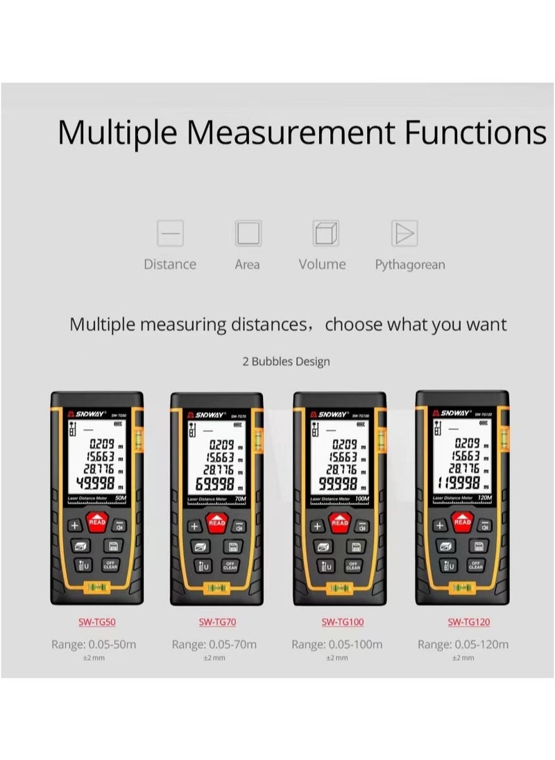 SNDWAY Laser Measure 100M, Ft/in/M Unit Switch Digital Laser Tape Measure with Bubble Level Laser Measurement Tool, LCD Backlit Laser Distance Measure Pythagorean Mode Area and Volume Measuring  - Image 4