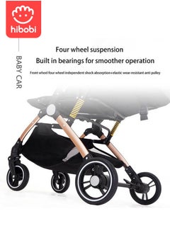 hibobi Luxury Multi-Functional Foldable and Portable Baby Stroller, With a Reversible Handle and Shock-Absorbing Spring,Lightweight Baby Stroller  - Image 4