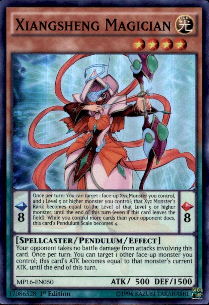YUGIOH Xiangsheng Magician MP16EN050 Mega Pack 20161st Edition Super Rare - Image 2