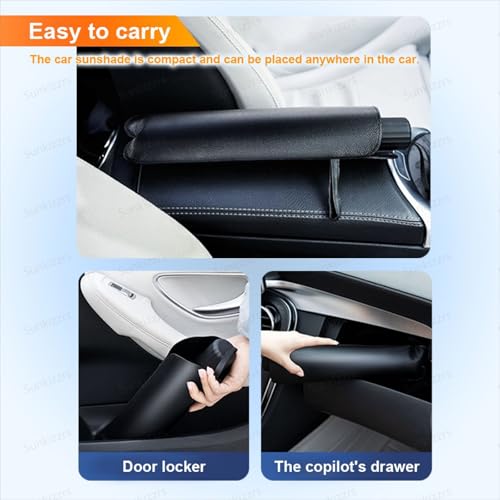 Sunkizzrs® Car Sun Shade Windshield Cover PRO+ — Foldable Windshield Insulation Shade — Umbrella for Car Front Window — Protect Car from Sun Rays & Heat Damage Keep Cool & Protect Interior - Image 5