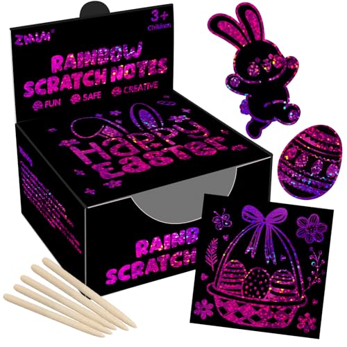 ZMLM Easter Basket Stuffers for Kids165 Rainbow Scratch Paper Art Notes Easter Crafts for Kids Ages 48 Gifts Girls Boys Toys Classroom Prizes for Students School ActivityRose - Image 1