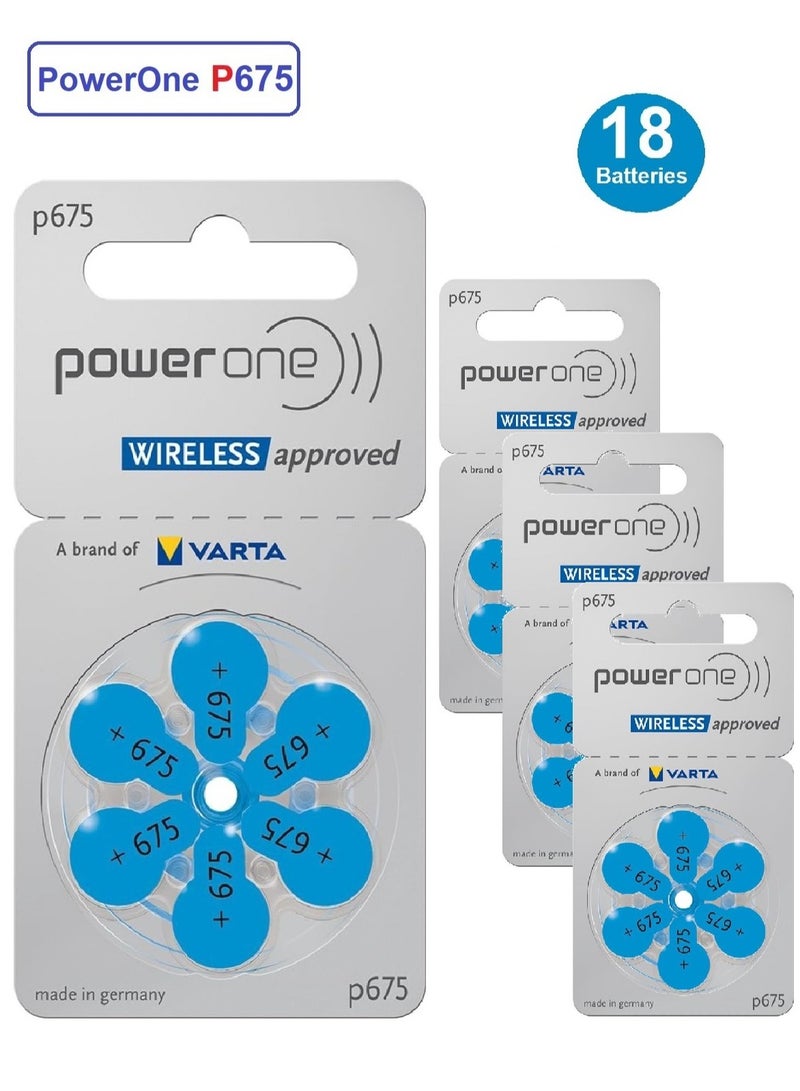 Power One Pack Of 18 Pieces 1.45V Original High Level Hearing Aid Batteries P675  - Image 1