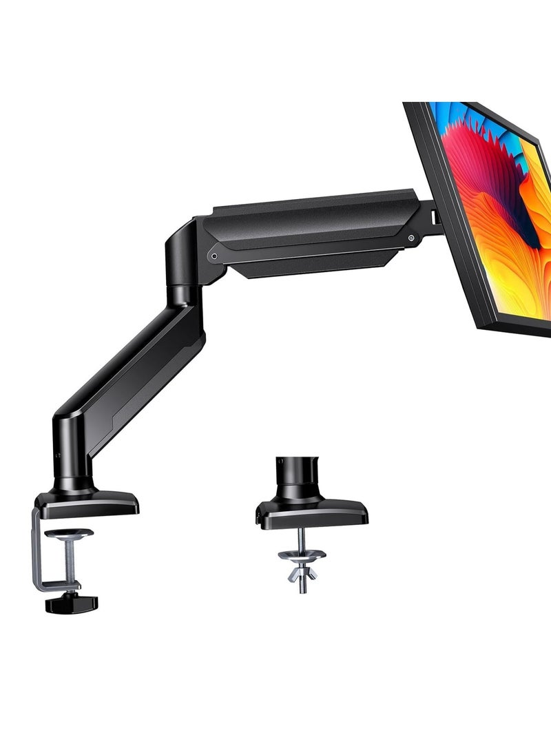 ELTRAZONE Single Monitor Arm for 13-32 Inch Screens – Adjustable Gas Spring Monitor Mount Holds Up to 22 lbs, VESA 100x100mm, C-Clamp & Grommet Base, Ergonomic Computer Stand – Flexible & Space-Saving Desk Mount  - Image 1
