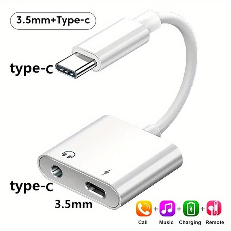 USB C To 3.5mm Headphone And Charger Adapter 10W In 1 Simultaneous Audio Jack For iPhone 16 Pro 16 Pro Max 15 Pro 15 Pro Max Series - Image 1