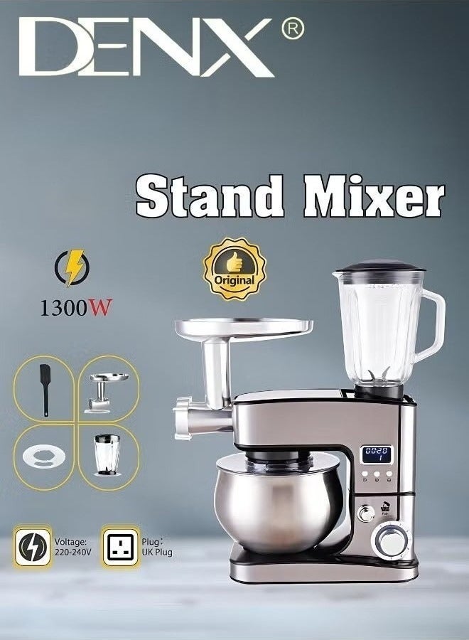 Denx DX2047 3-in-1 Stand Mixer, Food Processor & Meat Grinder – 1300W Power, 5L Stainless Steel Bowl, Multi-Function Kitchen Appliance - Image 1