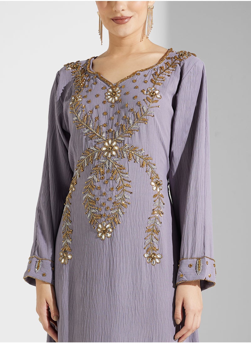 ARABIAN CLOSET Embellished Belted Jalabiya  - Image 3