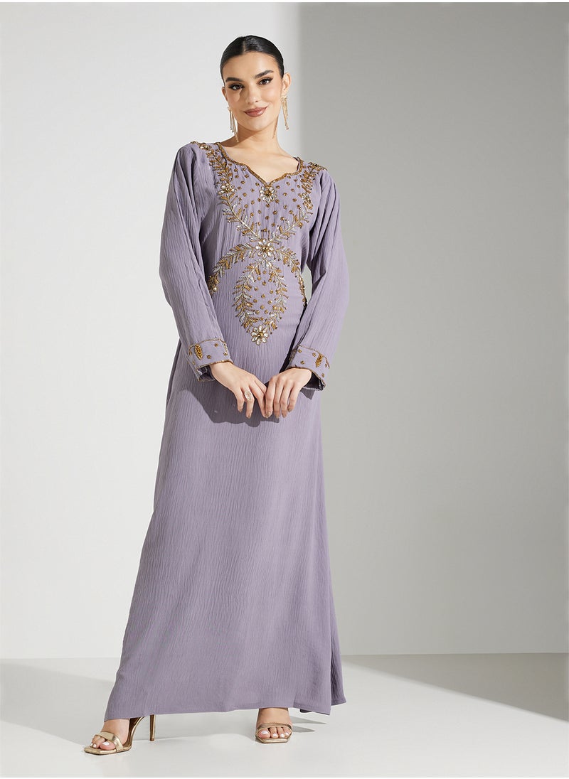 ARABIAN CLOSET Embellished Belted Jalabiya  - Image 4