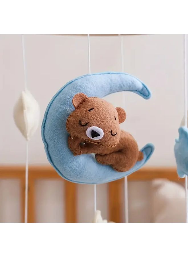Brown Bear Blue Moon Breathable Mesh Fabric Hanging Bell Toy Portable Soft Cushioned Base Newborn Baby Massage Toy Infant Relaxation Safe Material - Image 3