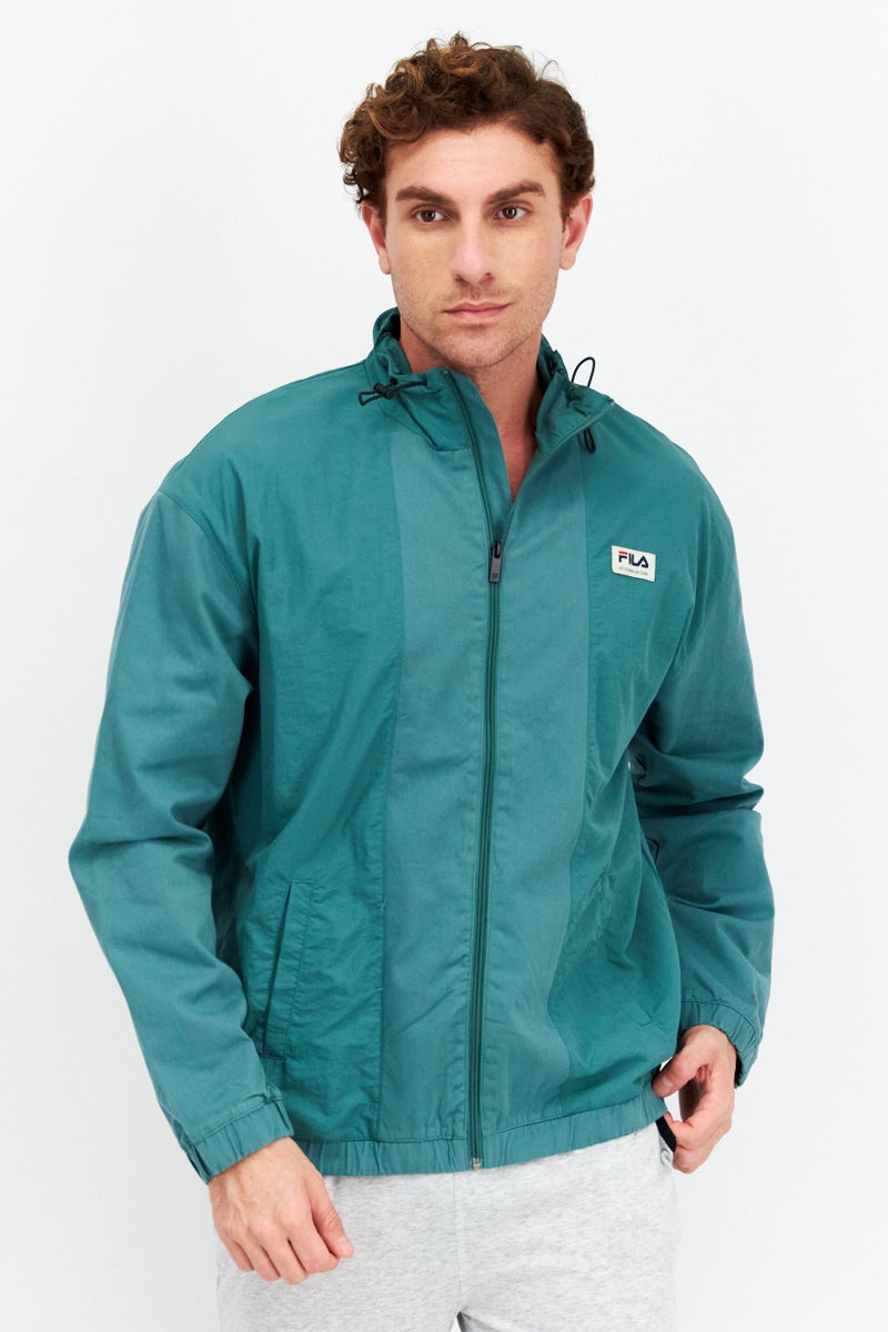 FILA Men Sportswear Fit Mock Neck Long Sleeve Outdoor Jacket, Green  - Image 1