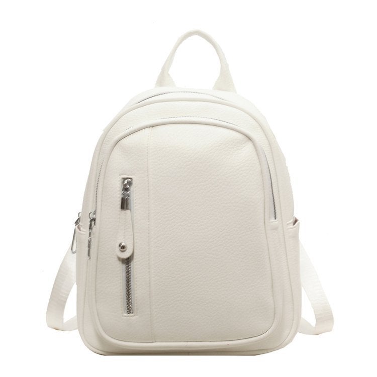 Backpack New 2023 Korean style womens backpack fashionable casual lightweight commuter backpack simple mummy travel bag White 