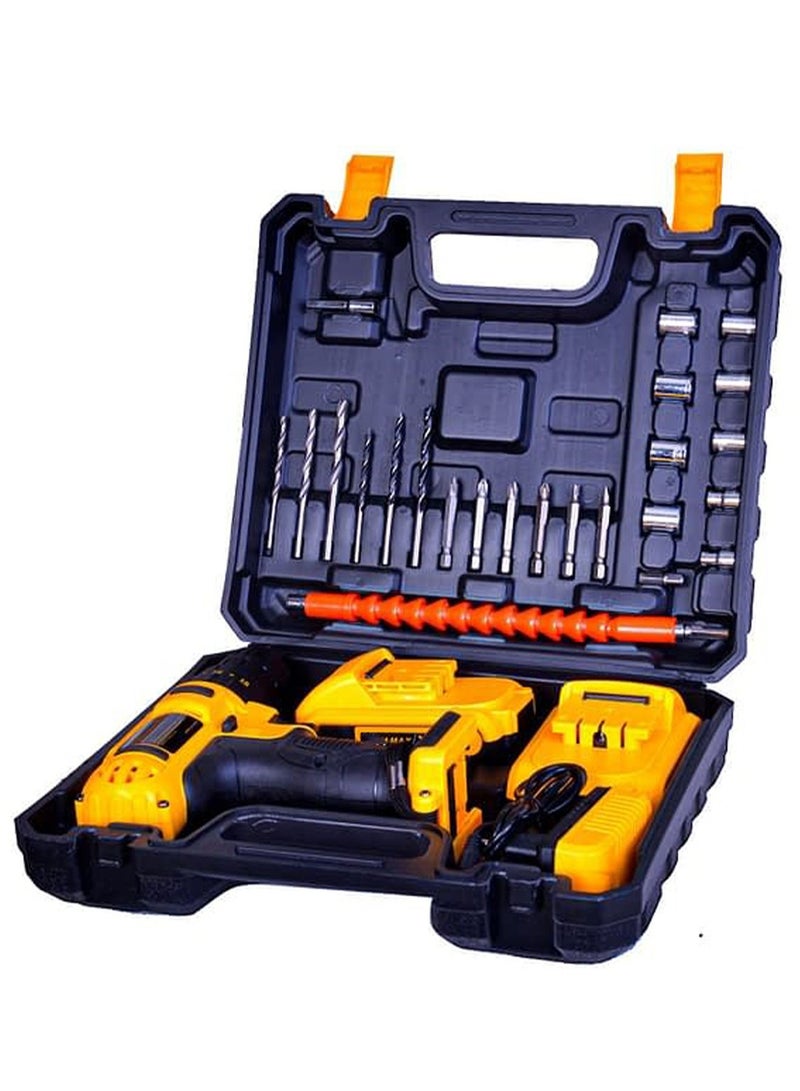 هايماكس مفك و دريل مثقاب لاسلكي 2 في 1 مكون من 24 قطعة و بطاريتين 21 فولت بطارية ليثيوم 1300 مللي امبير - Image 2
