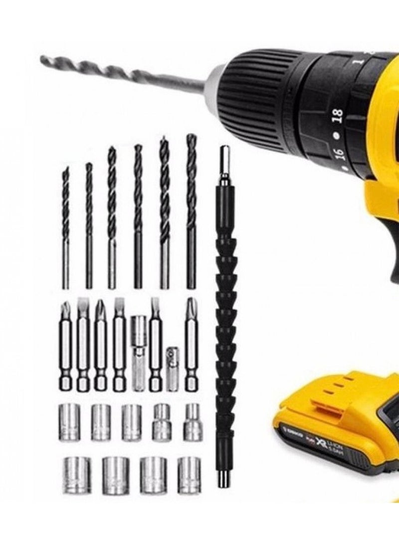 هايماكس مفك و دريل مثقاب لاسلكي 2 في 1 مكون من 24 قطعة و بطاريتين 21 فولت بطارية ليثيوم 1300 مللي امبير - Image 3