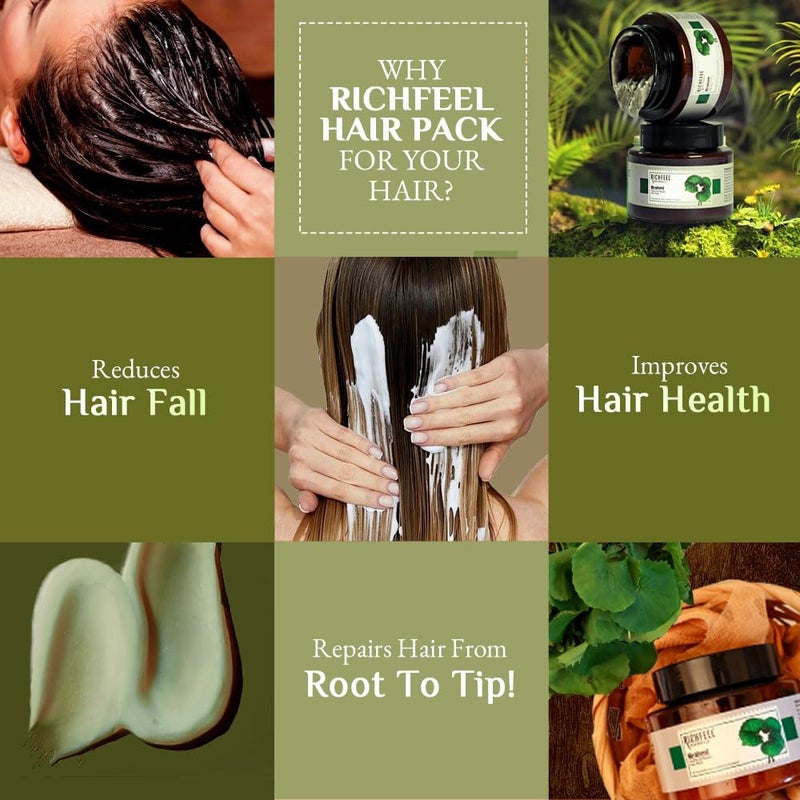 Richfeel Brahmi Intensive Repair Hair Pack  Controls Hair Fall  Treats Damage Split Ends and Breakage  Deep Conditioning  Trichologist Formulated  100 g  Pack of 2 - Image 5