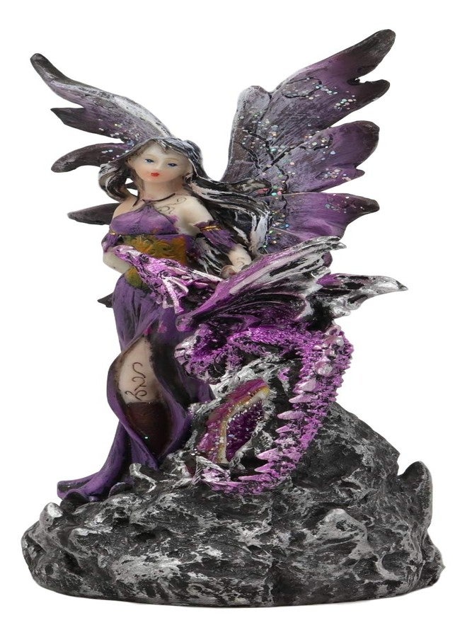 Ebros Gift Ebros Beautiful Purple Fairy with Dragon Sitting On LED Crystal Geode Night Light Statue Decorative Mythical Fantasy Forest Magic Figurine Collectible Medieval Fairies Dungeons and Dragons Decor - Image 3