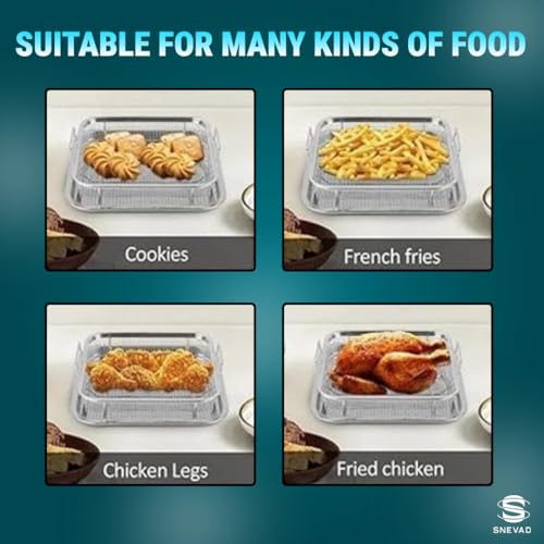 Snevad 2 Set Oven Air Fryer Basket Stainless Steel Crisper Tray and Basket Non-Stick Crisper Oven Tray for Baking and Crispy Chicken, French Fries and Onion Rings Oven Air Fryer Pan Mesh Basket Set - Image 5