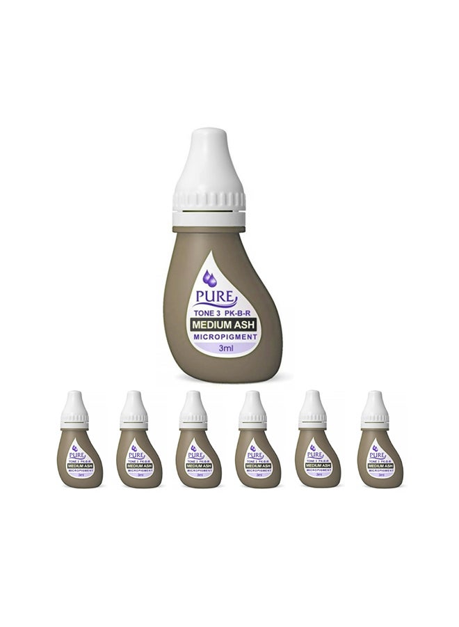 PURE صبغة الميكروبلايدينغ بدون خلط صبغة الحواجب لتظليل شعر الحواجب لون رمادي متوسط 3 مل × 6 زجاجات - Image 1