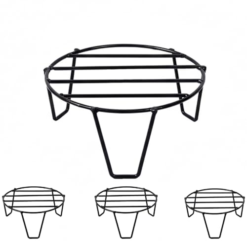 ORILEY Round Plant Stand Galvanised Metal Flower Pot Holder Indoor Gamla Support Corner Rack Outdoor Display Shelf for Home Garden Balcony Decoration - (Pack of 4, Black) - Image 1