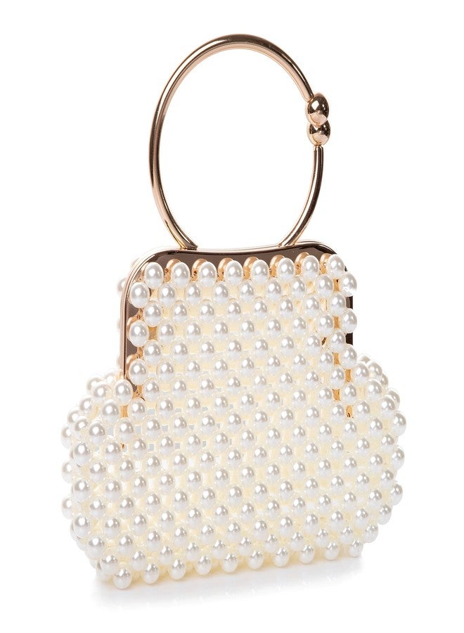 Abvokury Women Pearl Beaded Wallet Clutch Handle Bag Evening HandBag Metal Clusure with Strap for Wedding Party - Image 2