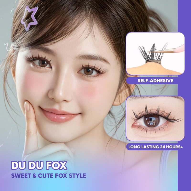 MLEN DIARY Self Adhesive Lash Clusters DIY Eyelash Extensions C Curl Natural 56Pcs Pre-Glued Cluster Lashes 11.5-13MM No Glue Individual Lashes Self Application at Home(Dudu Fox) - Image 5