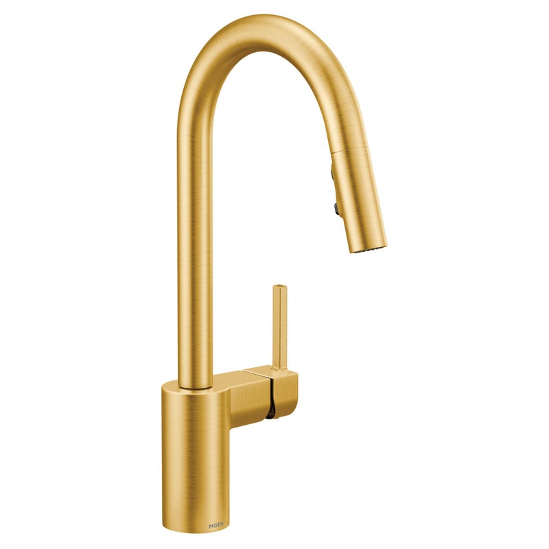 Moen Align Brushed Gold OneHandle Modern Kitchen Pulldown Faucet with Reflex Docking System and Power Clean Spray Technology 7565BG