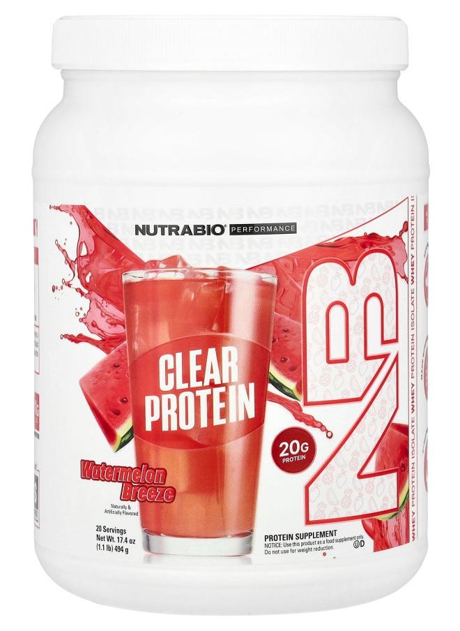NutraBio Performance Clear Protein Watermelon Breeze 1.1 lb (494 g) 