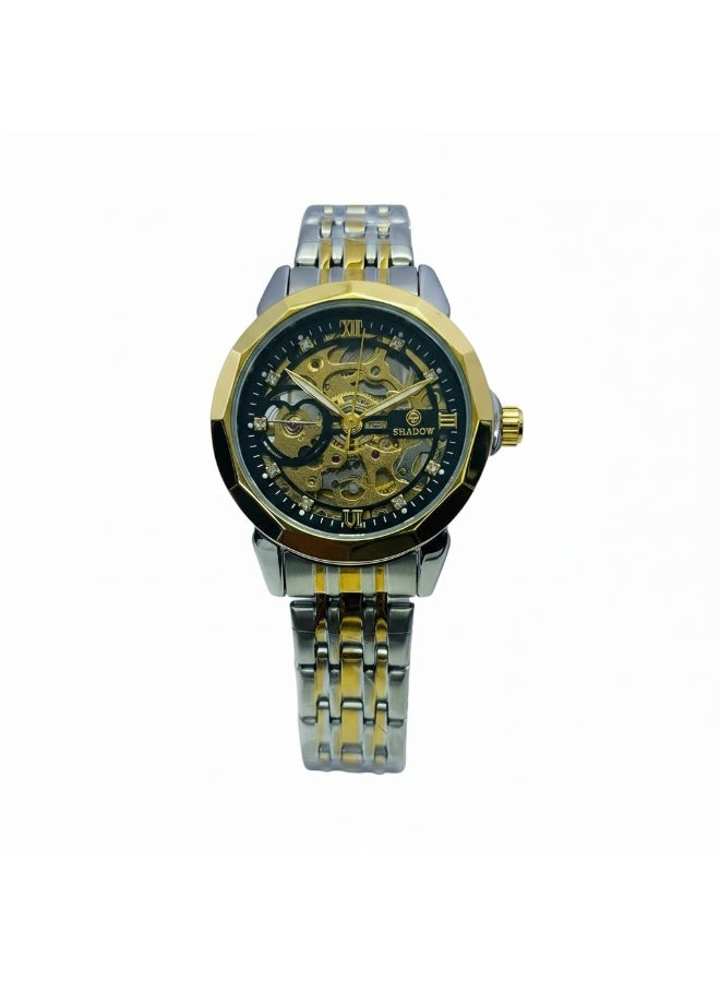 SHADOW Eclipse AS8190L Women’s Automatic Watch Skeleton Dial Two Tone Stainless Steel Strap Luxury Ladies Wrist Watch - Image 2