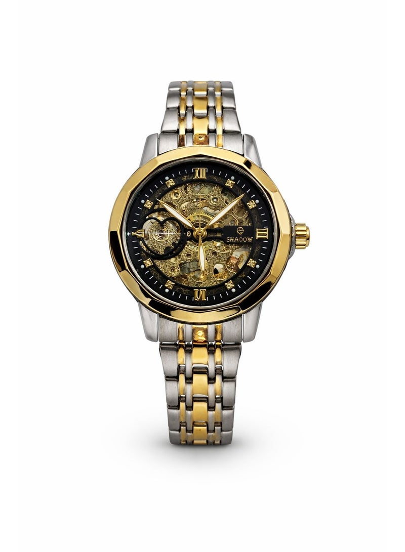 SHADOW Eclipse AS8190L Women’s Automatic Watch Skeleton Dial Two Tone Stainless Steel Strap Luxury Ladies Wrist Watch - Image 1