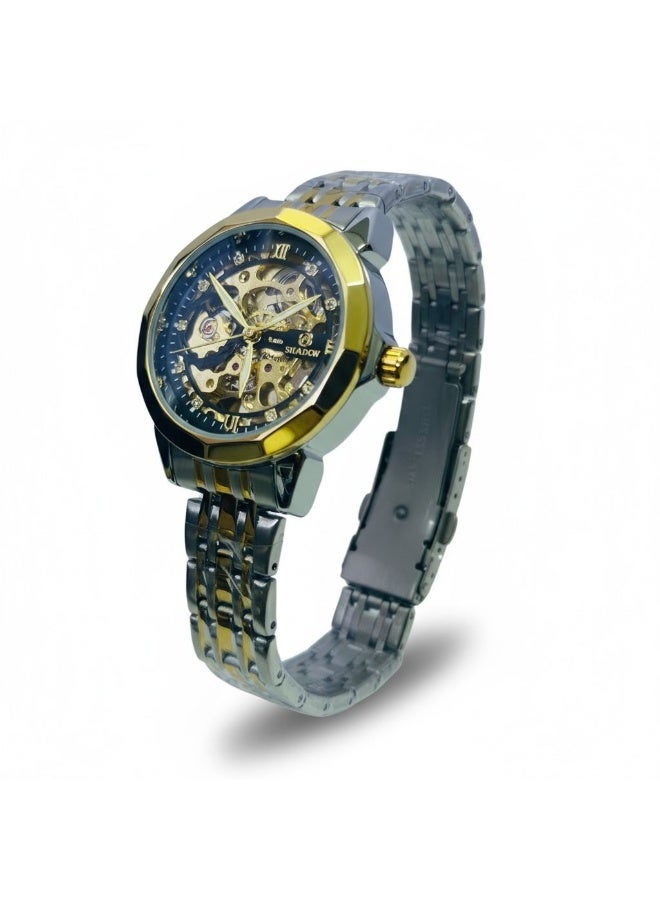 SHADOW Eclipse AS8190L Women’s Automatic Watch Skeleton Dial Two Tone Stainless Steel Strap Luxury Ladies Wrist Watch - Image 3